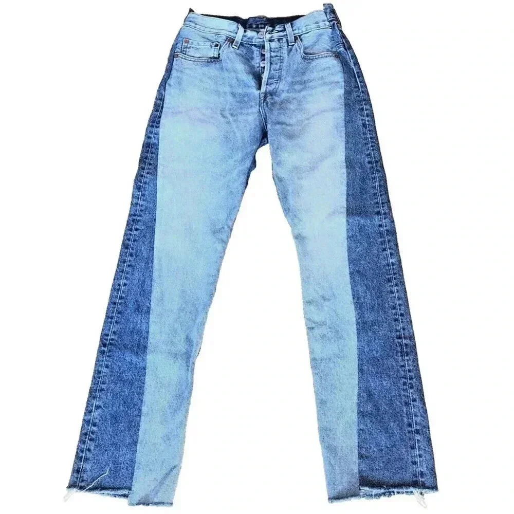 Levi's 501 Jeans Straight Button Fly Women's 26x30 Dual Denim Colors High Rise